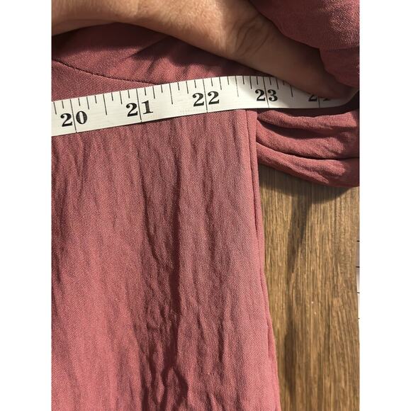 ODDY V-neck blouse Sz Large Button Down Flowy Long Sleeve Boho Light Mauve Pink - Picture 10 of 11